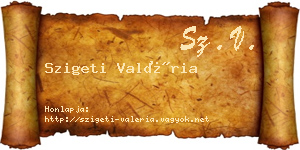 Szigeti Valéria névjegykártya